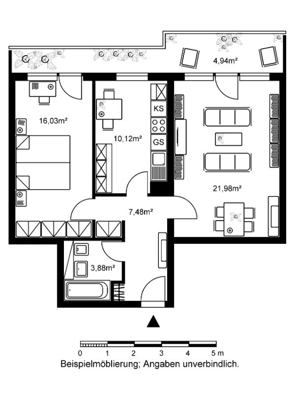 Geräumige 2-Zimmerwohnung im Norden von Frankfurt, Berkersheimer Weg 8, 60433 Frankfurt am Main