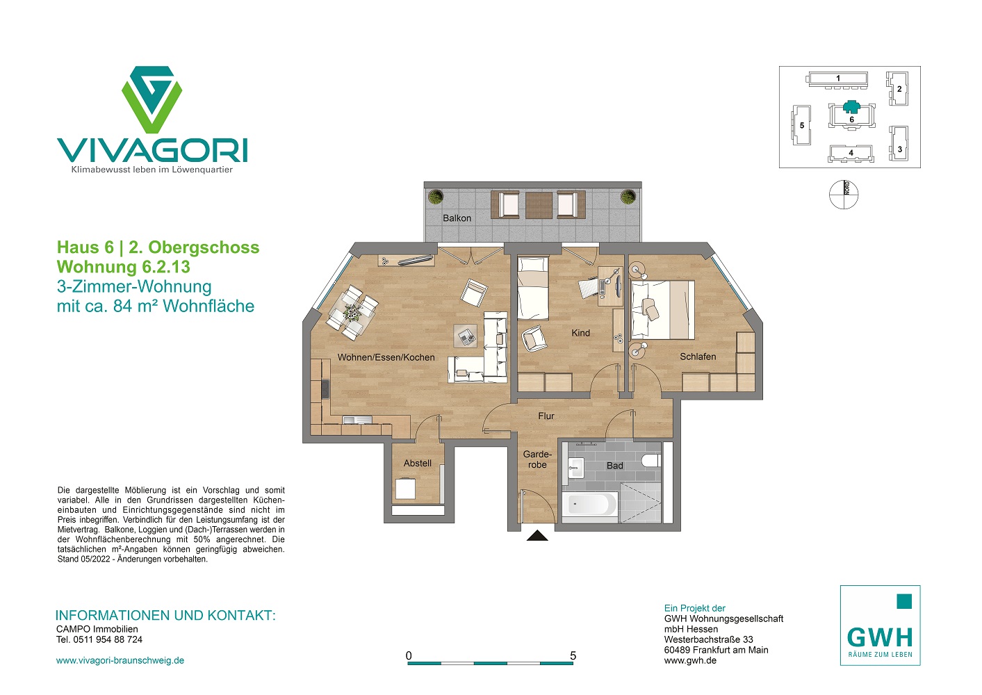 Wohnen im Neubau! 3ZKB mit Fußbodenheizung, Vincent-van Gogh-Ring 63, 38126 Braunschweig