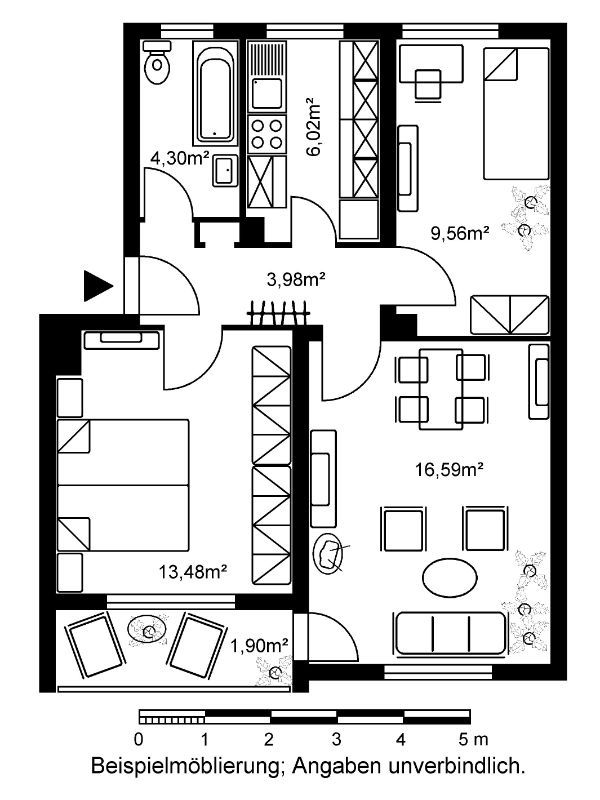 2 Zimmer im 1.OG, Paul-Ehrlich-Straße 13A, 63452 Hanau