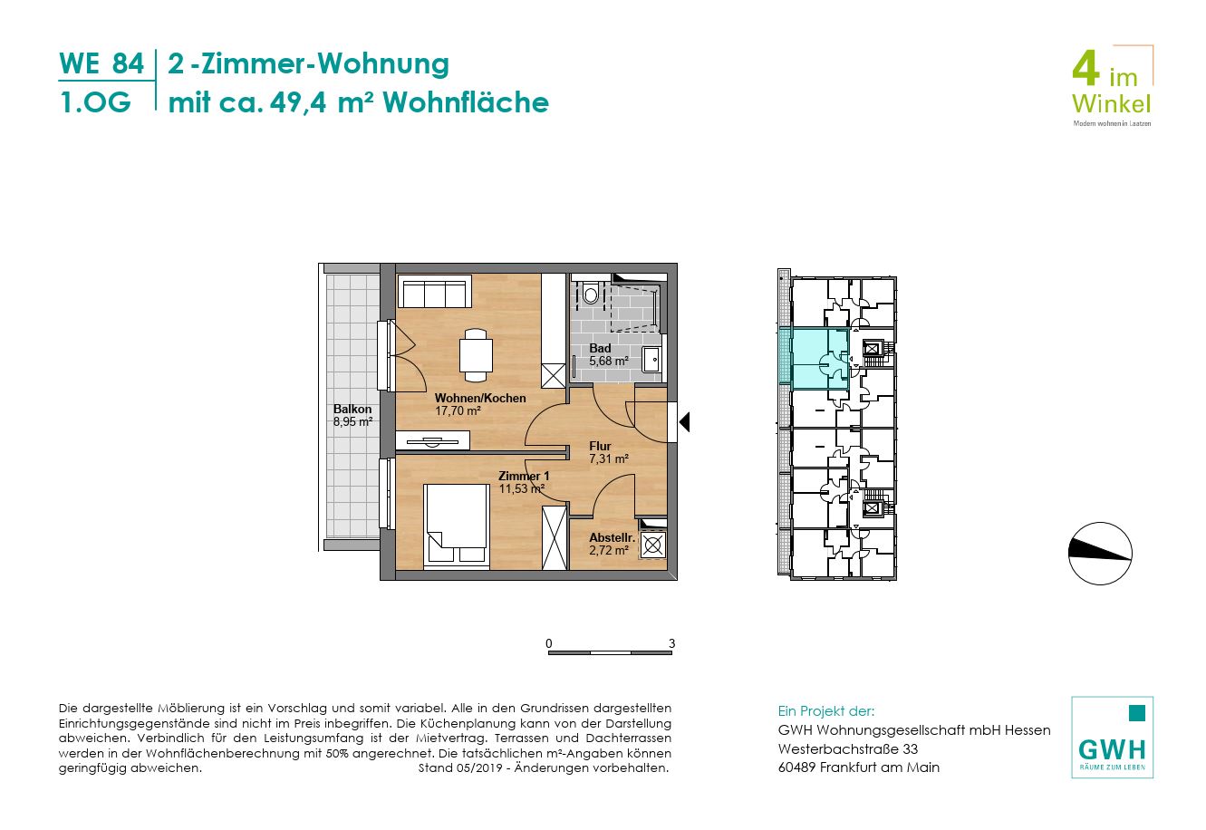 Gemütliche 2 ZKB Wohnung in Laatzen-Rethen. NEUBAU!, Rethener Winkel 12, 30880 Laatzen